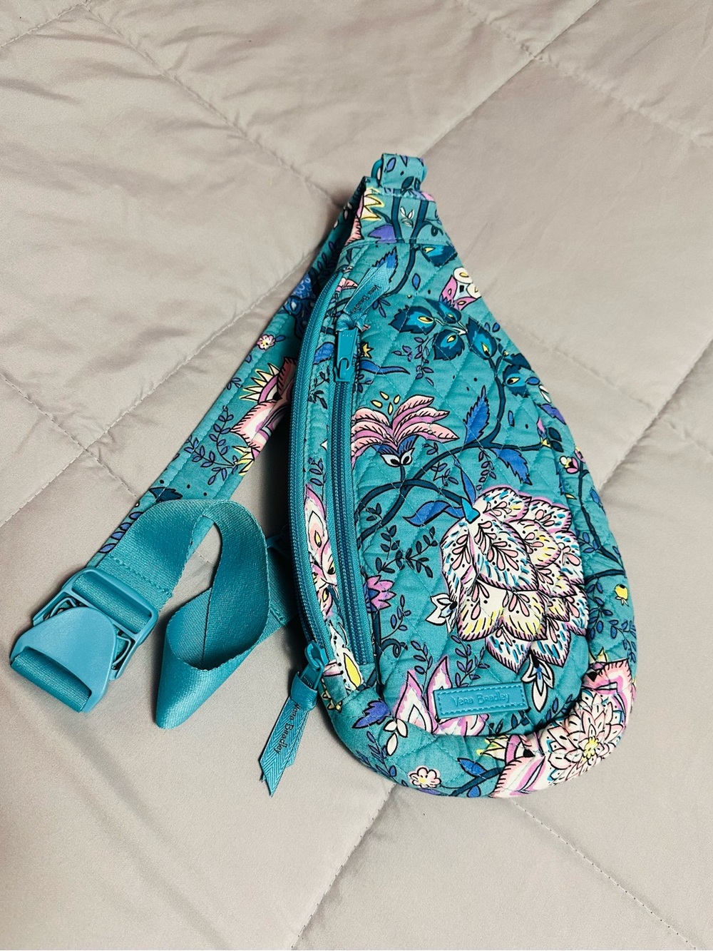 Vera Bradley Teal Floral Quilted Crossbody Sling Bag - Women's Teal Floral Tote